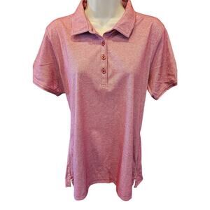 Travis mathews womens XL red performance golf polo w/ club logo pima Peruvian